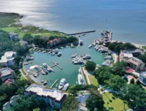 Hilton Head Island marina and lighthouse.