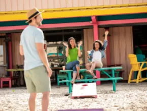 Group playing lawn games in Myrtle Beach