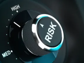 Risk management stock graphic of a music dial.