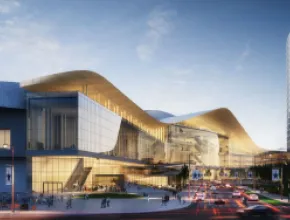 Rendering of Dallas Convention Center expansion, street view.