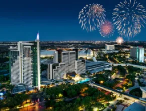Orlando at night with fireworks