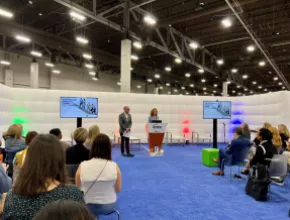 Gerardo Tejado and Linda McNairy present the major findings from the 2023 Global Meetings & Events Forecast at IMEX America