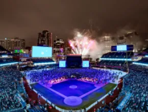 Fireworks at event at Petco Park, San Diego.