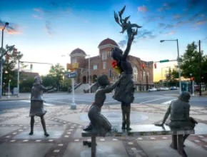 Photo of Kelly Ingram Park "Four Spirits" sculpture, Birmingham, Alabama.