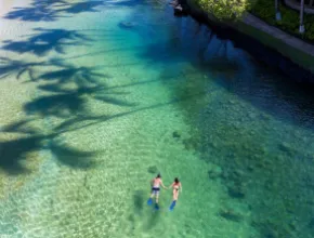 Snorkelers in a lagoon. Credit - Hilton Waikoloa Village