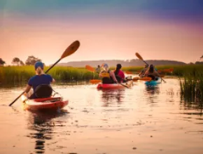 Sunset kayaking on Little River in Myrtle Beach, South Carolina