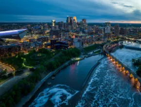 Minneapolis riverfront. Credit: Lane Pelovsky, courtesy of Meet Minneapolis