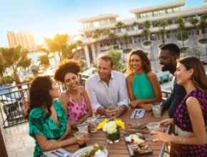 Group of people on Tampa Bay rooftop