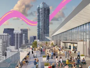 Rendering of terrace, a part of the Colorado Convention Center rooftop expansion