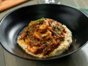 Shrimp and Grits dish from Hook & Barrel in Myrtle Beach, South Carolina
