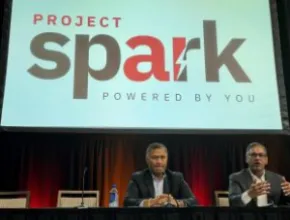 Photo of PCMA Spark press conference at IMEX America with Junior Tauvaa and Sherrif Karamat
