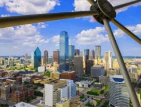Dallas skyline from Reunion Tower deck.