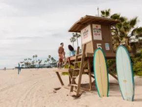 Surfing in Newport Beach, California