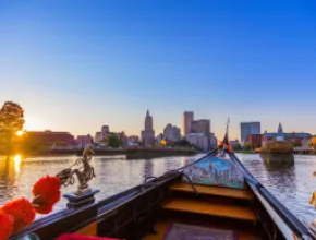 A gondola at dusk in Providence, Rhode Island