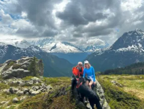 Laurie Sharp and her partner, Hugh, hiking in France