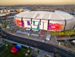 Photo of State Farm Stadium during Super Bowl LVII.