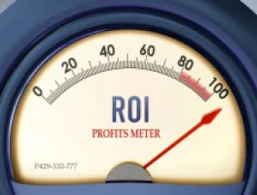 Graphic of an ROI Profits Meeting with the arrow pegged.
