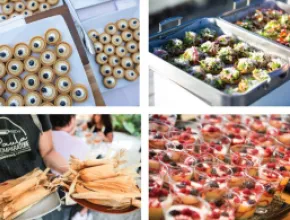 Collage of food items.