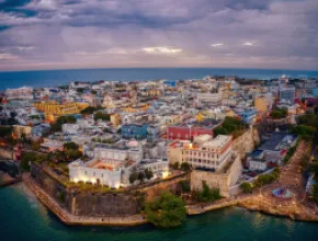 Aerial photo of Old San Juan, Puerto Rico.