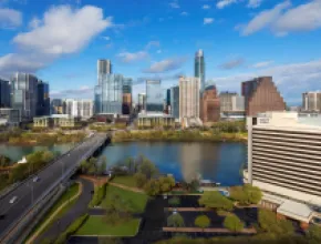 Aerial with Hyatt Regency Austin