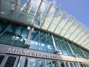 Close-up of Miami Beach Convention Center sign.