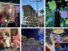 Collage of Meetings Today's photos from IMEX America 2025. 
