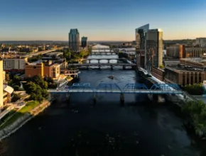 Aerial photo of downtown Grand Rapids, Michigan