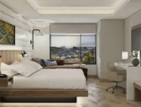 Hotel Indigo Gatlinburg guest room.