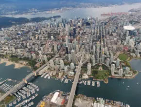 Aerial photo of Vancouver, British Columbia.
