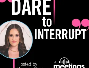 Graphic of Dare to Interrupt podcast logo.