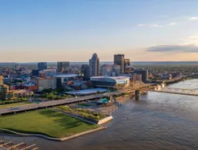 Louisville skyline Waterfront Park.