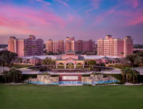 Caribe Royale Orlando aerial exterior at sunset