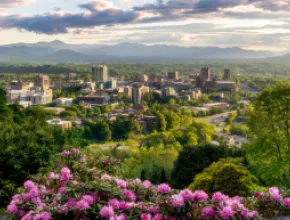 Aerial photo of downtown Asheville.