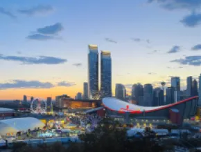 Calgary Skyline, aerial view