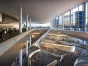 Rendering of interior of Kay Bailey Hutchinson Convention Center Dallas. 
