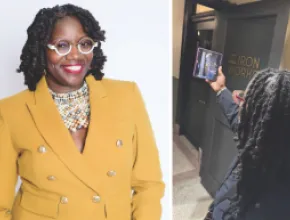 A two-photo collage of meeting professional Tya Bolton.