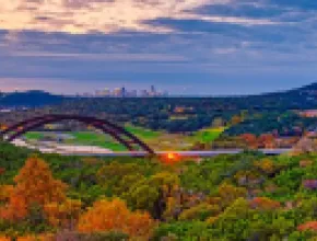 Skyline of downtown Austin from Pennybacker Bridge.