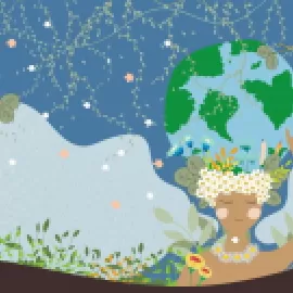 Shutterstock illustration of woman with Earth on her head.