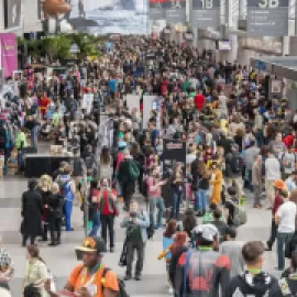 Photo of busy convention center.