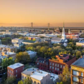 View of Savannah from a DeSoto hotel guest room