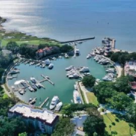 Hilton Head Island marina and lighthouse.
