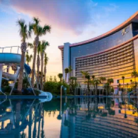 Exterior of Aqua pool area and Choctaw Casino & Resort–Durant