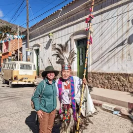 Ashley with Matias, learning about the musical preparations for Semana Santa (Holy Week) festivities in Northern Argentina (captured & shared with permission from Matias).