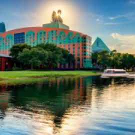 Swan and Dolphin exterior at sunset
