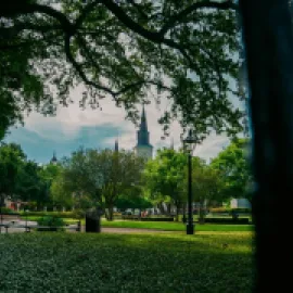 View of Jackson Square from the park in New Orleans