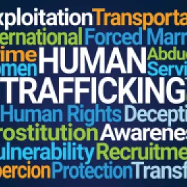 Human trafficking word collage.