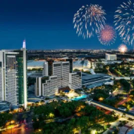 Orlando at night with fireworks