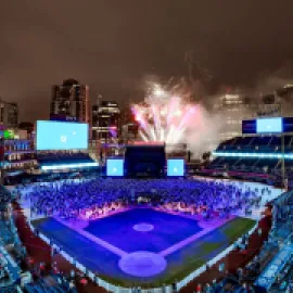 Fireworks at event at Petco Park, San Diego.
