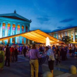 Photo of opening of Democratic National Convention at Philadelphia Museum of Art.