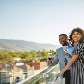 Meeting attendees on the rooftop of the National Museum of Art in Reno